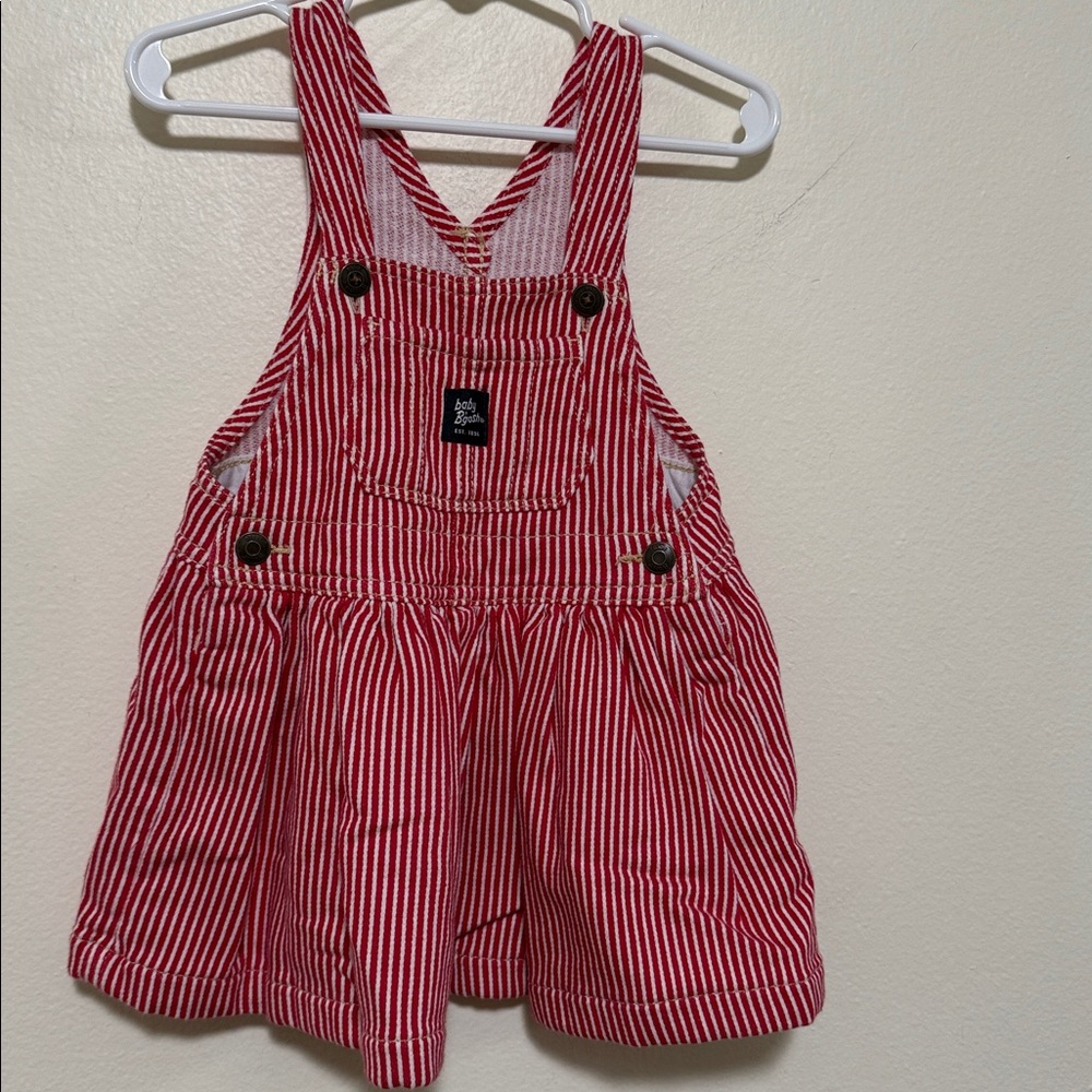 baby B’gosh red & white striped overall dress baby girl toddler 18 months